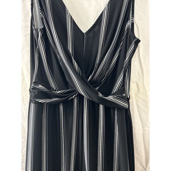 Candie’s Jumper Jumpsuit Romper Womans Black‎ White Stripe Sz M Palazzo Boho - Picture 4 of 14
